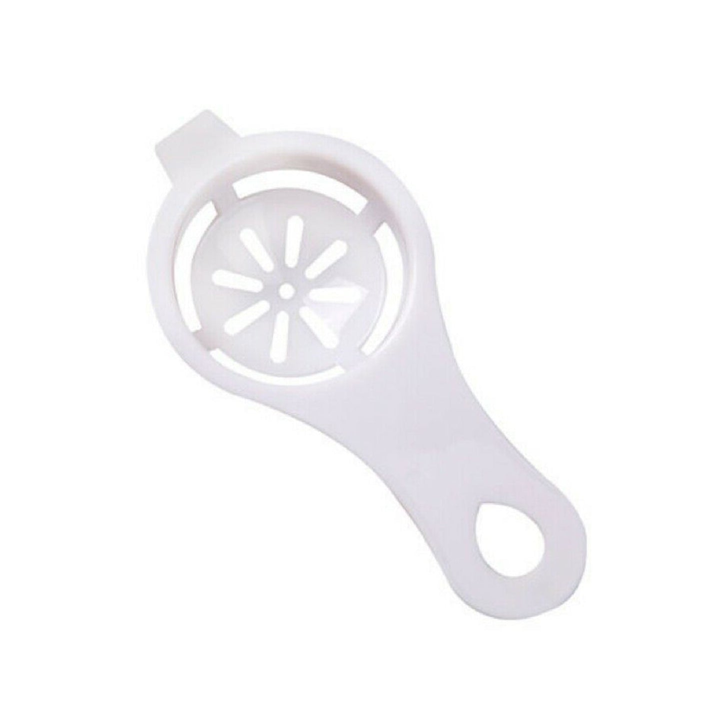 Smart egg separator with ergonomic handle to hang and store easily after cleaning