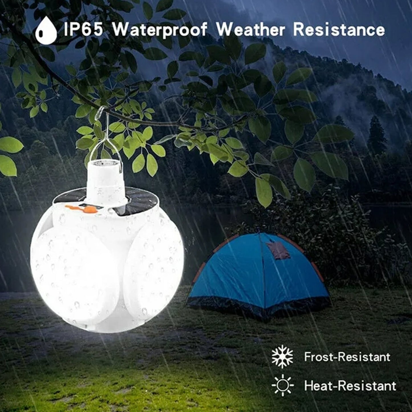 Waterproof IP65 LED camping lamp with battery indicator lit