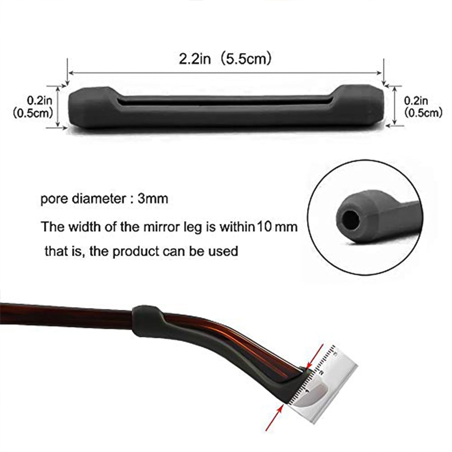 Anti-Slip Silicone Glasses Ear Grips, Glasses temple tip sleeves anti-slip silicone retainer pair