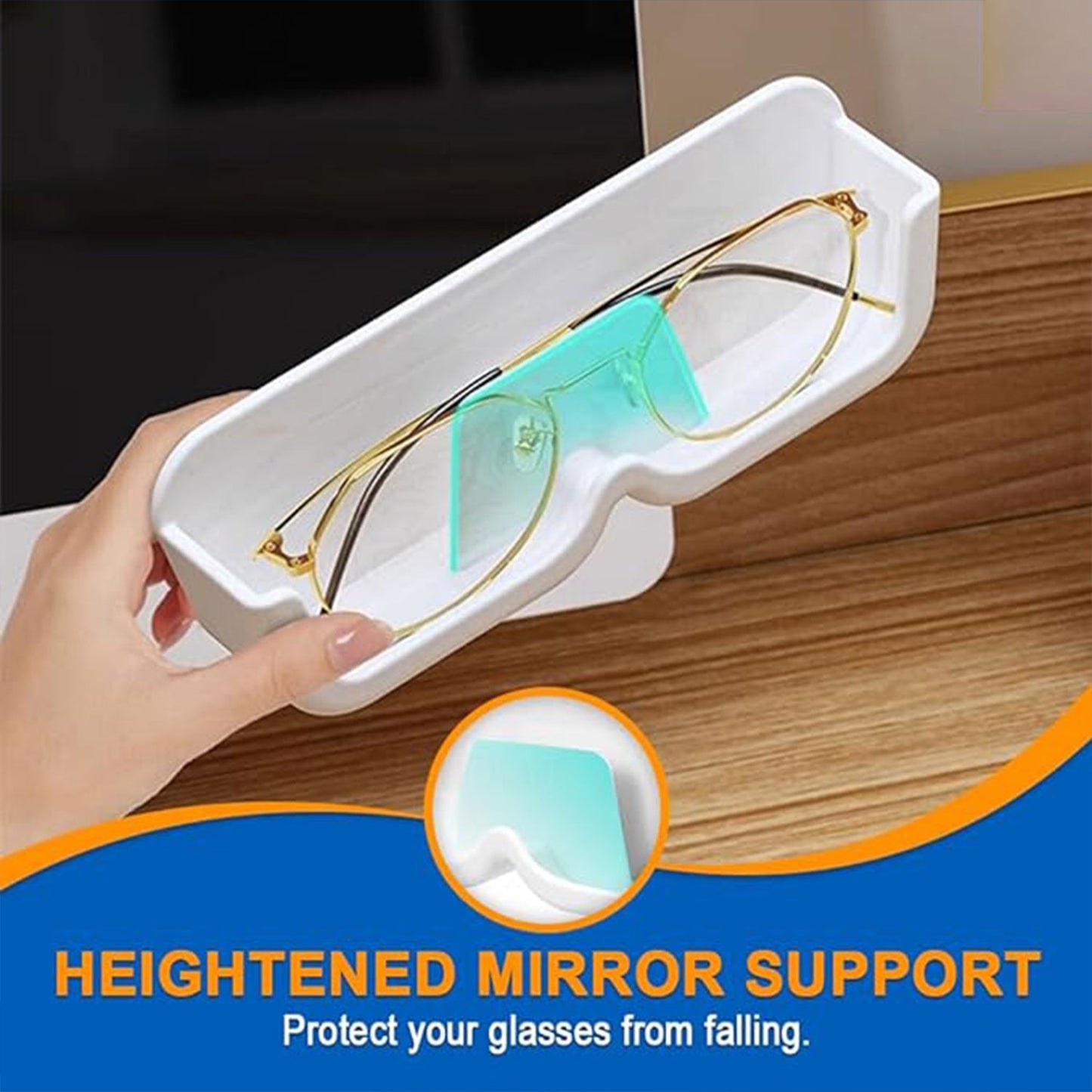 Transparent sunglasses holder with adhesive sticker set