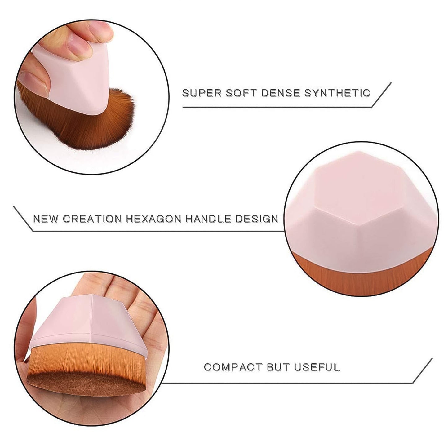 Professional face brush for powder and cream makeup application