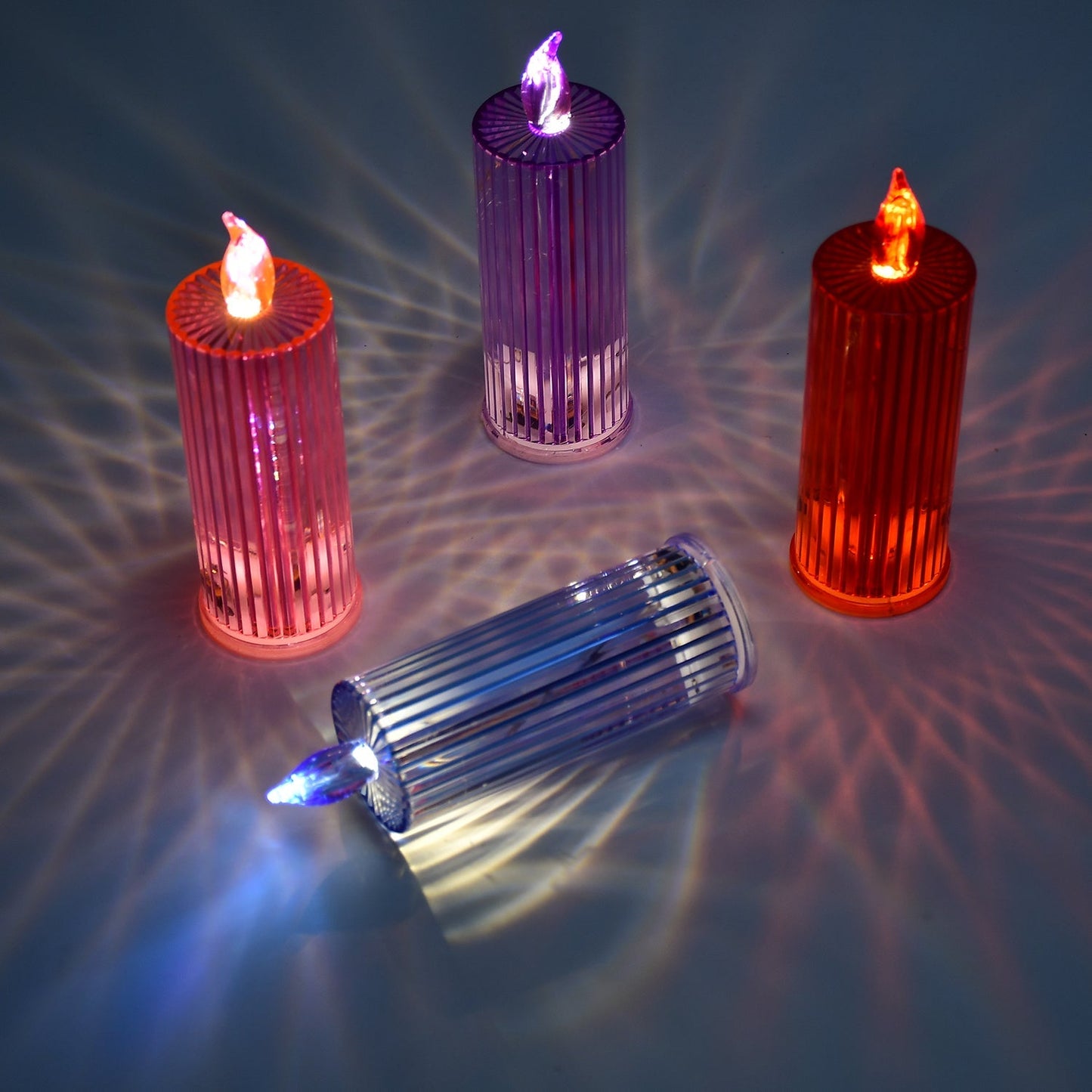 Flameless LED candle with glitter swirling motorized liquid