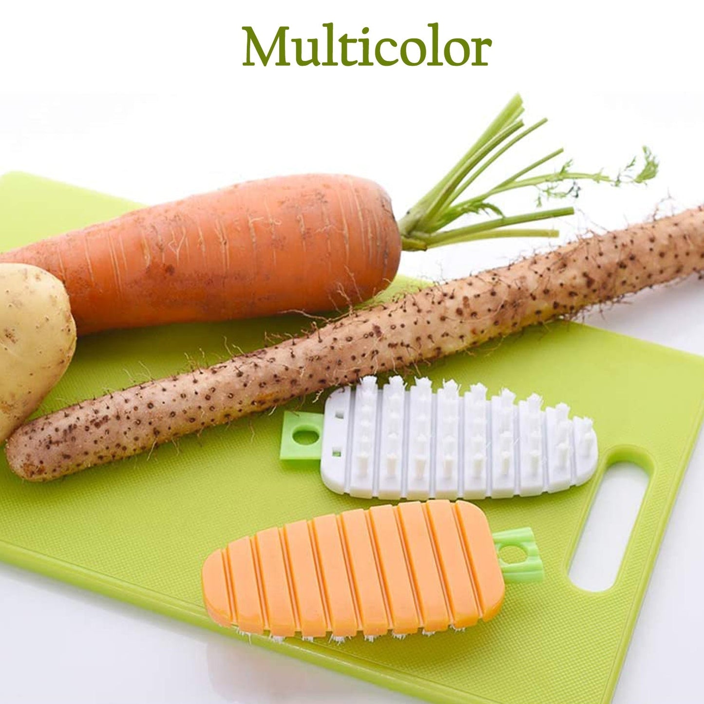 Carrot-style scrub brush for cleaning cucumbers and carrots