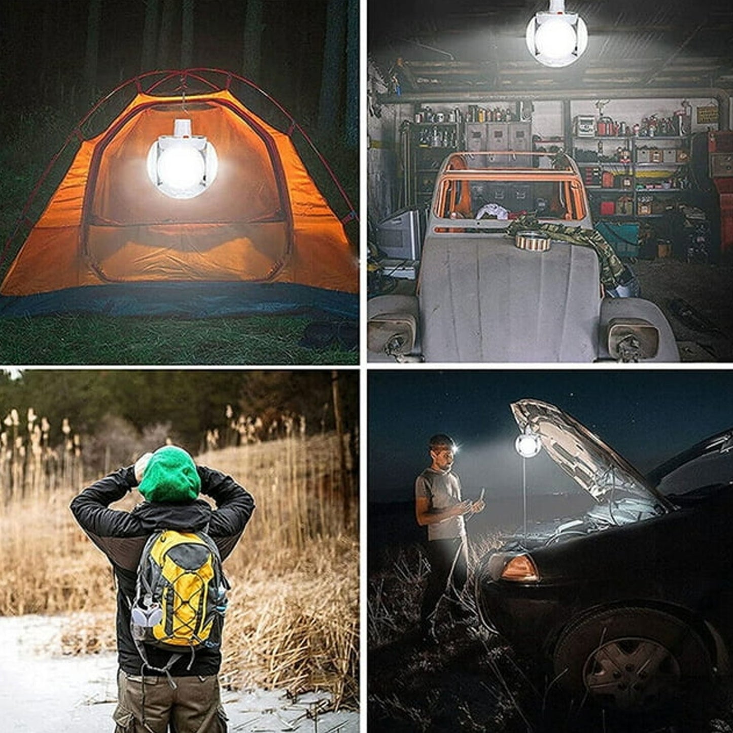 USB rechargeable camping lantern with hook for tent hanging