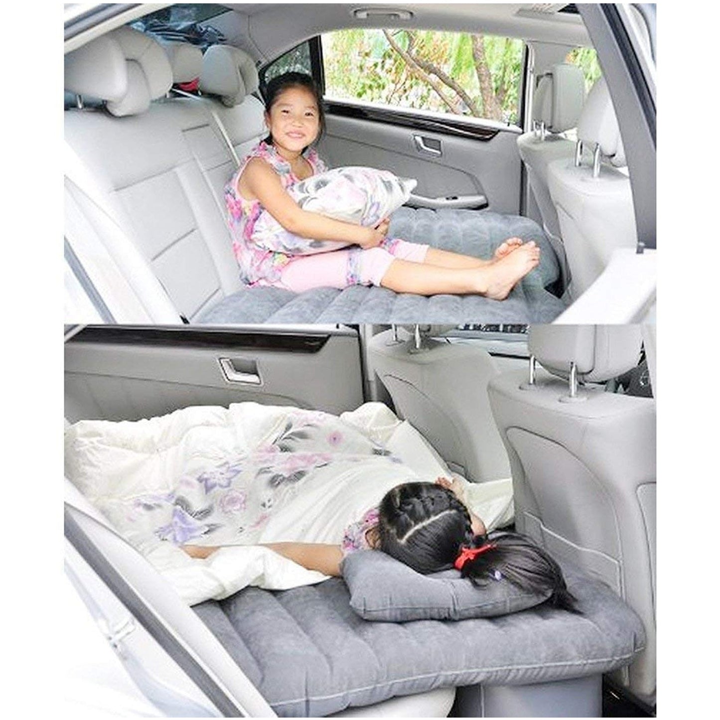 Inflatable air sofa car bed with quick setup pump