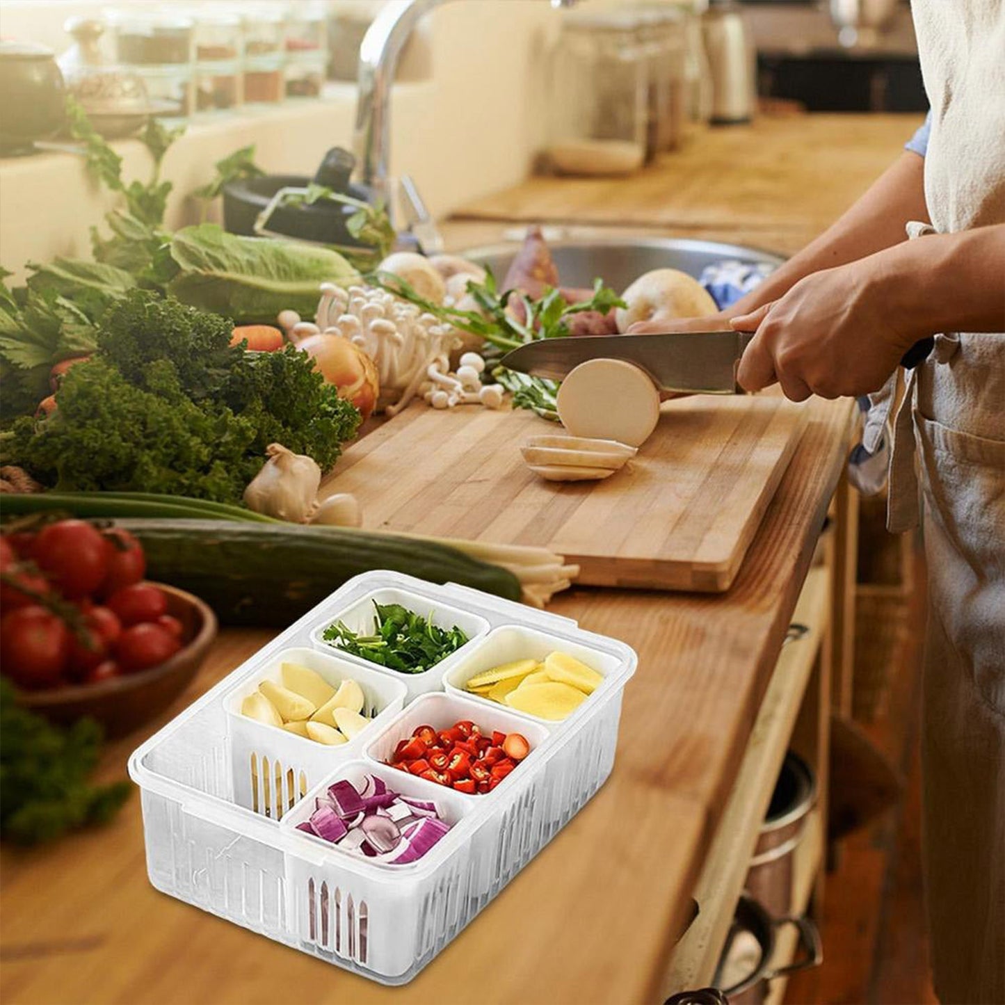 Durable plastic freezer storage container with sealed lid