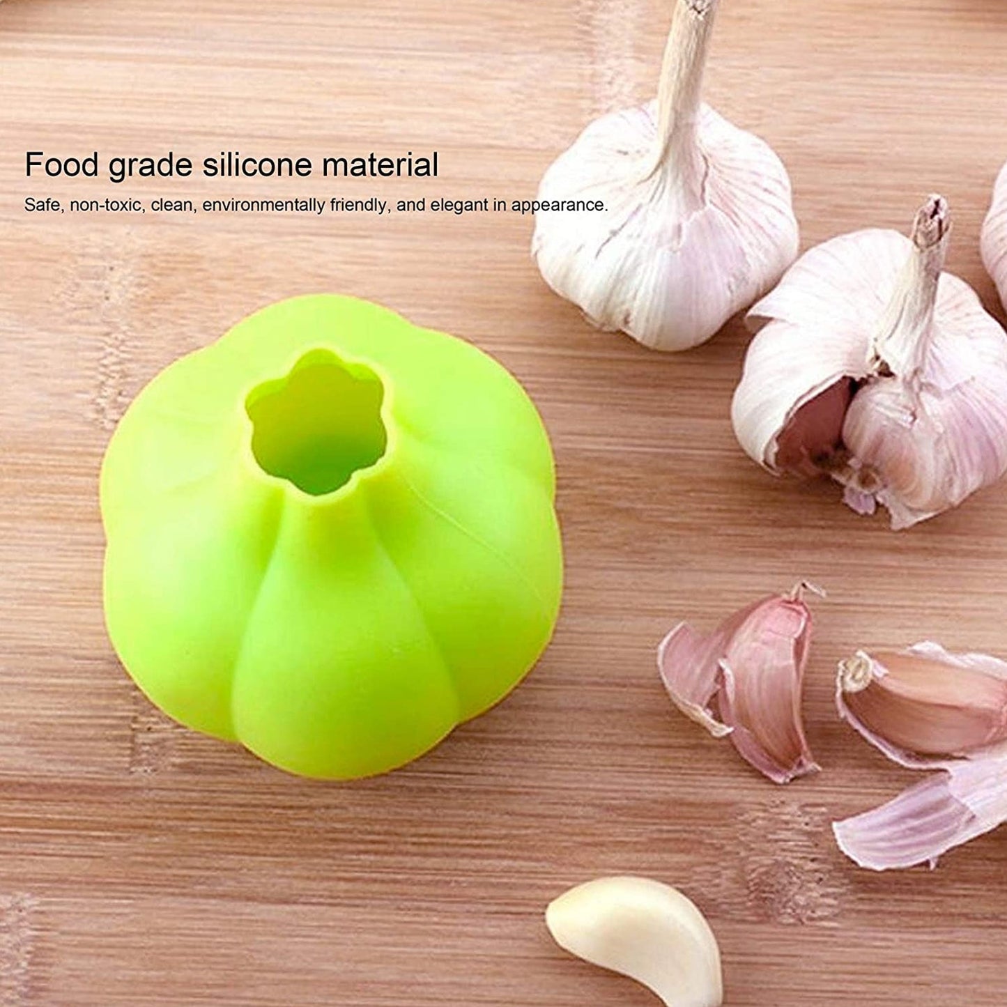 Soft silicone garlic crusher tool, rolls easily to separate garlic skins quickly in home cooking