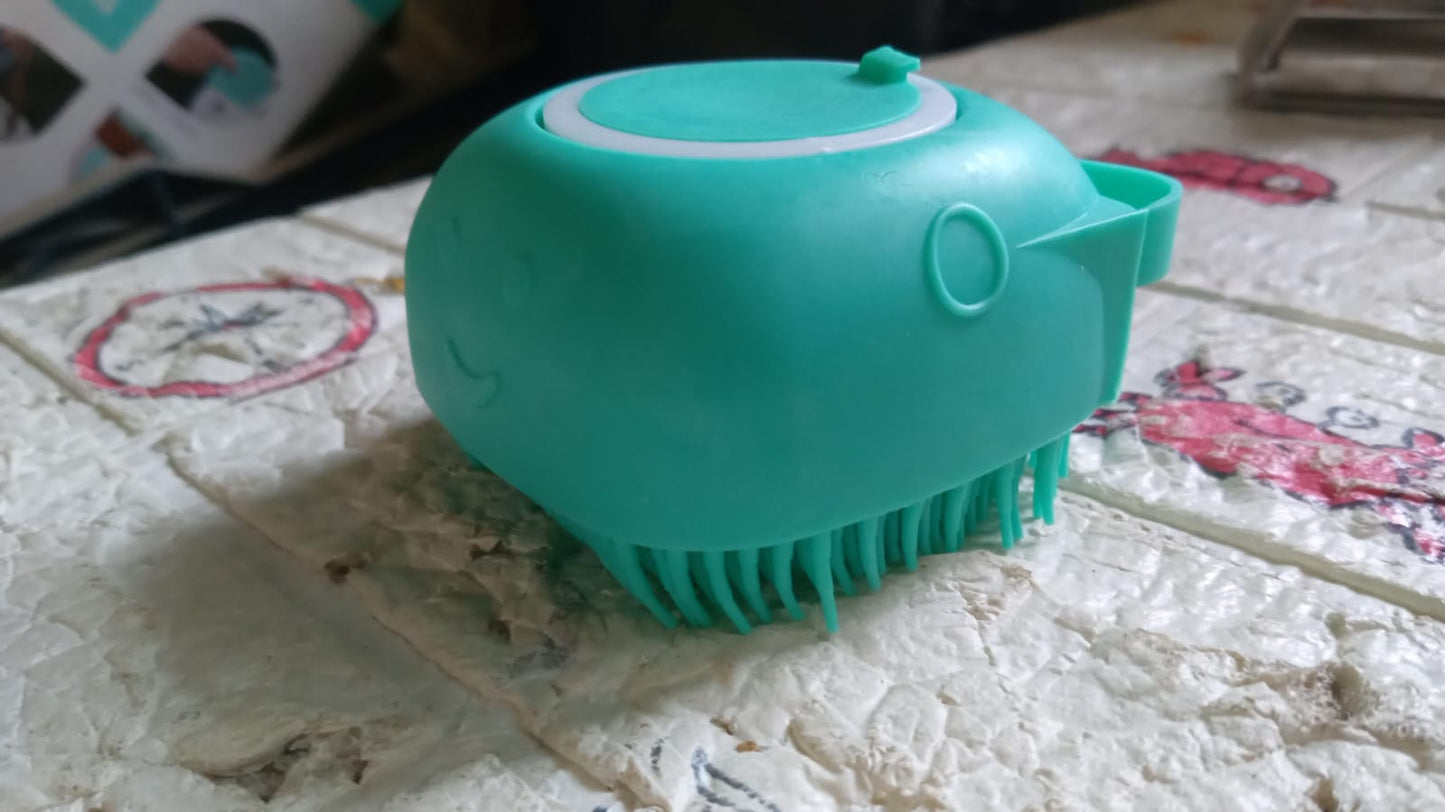 Daily use reusable silicone bath brush with soft bristle and dispenser for smooth, irritation-free cleansing