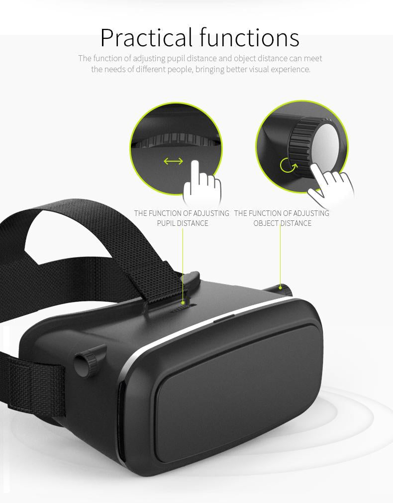 VR headset, virtual reality 3D headset, adjustable lens VR goggles, smartphone VR glasses, gaming VR headset for phone, 3D movie VR headset, immersive reality headset, mobile VR device, virtual reality gear, headset for 360 video, comfortable fit VR headset, virtual reality equipment