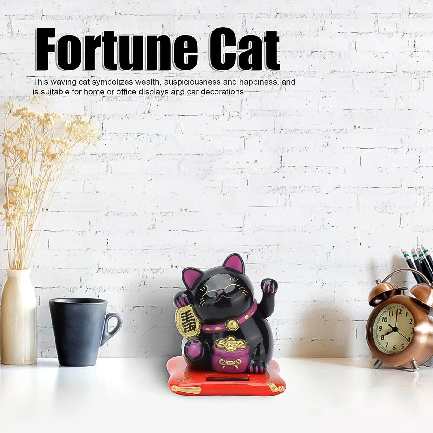 Multi-color solar waving lucky cat for home and car