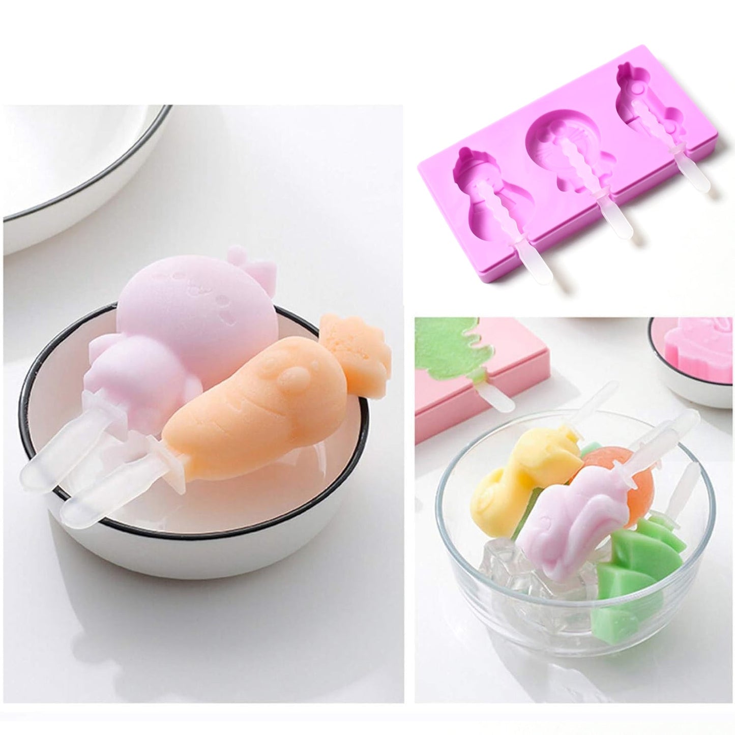 Durable reusable silicone ice cream mold with space-saving lid design
