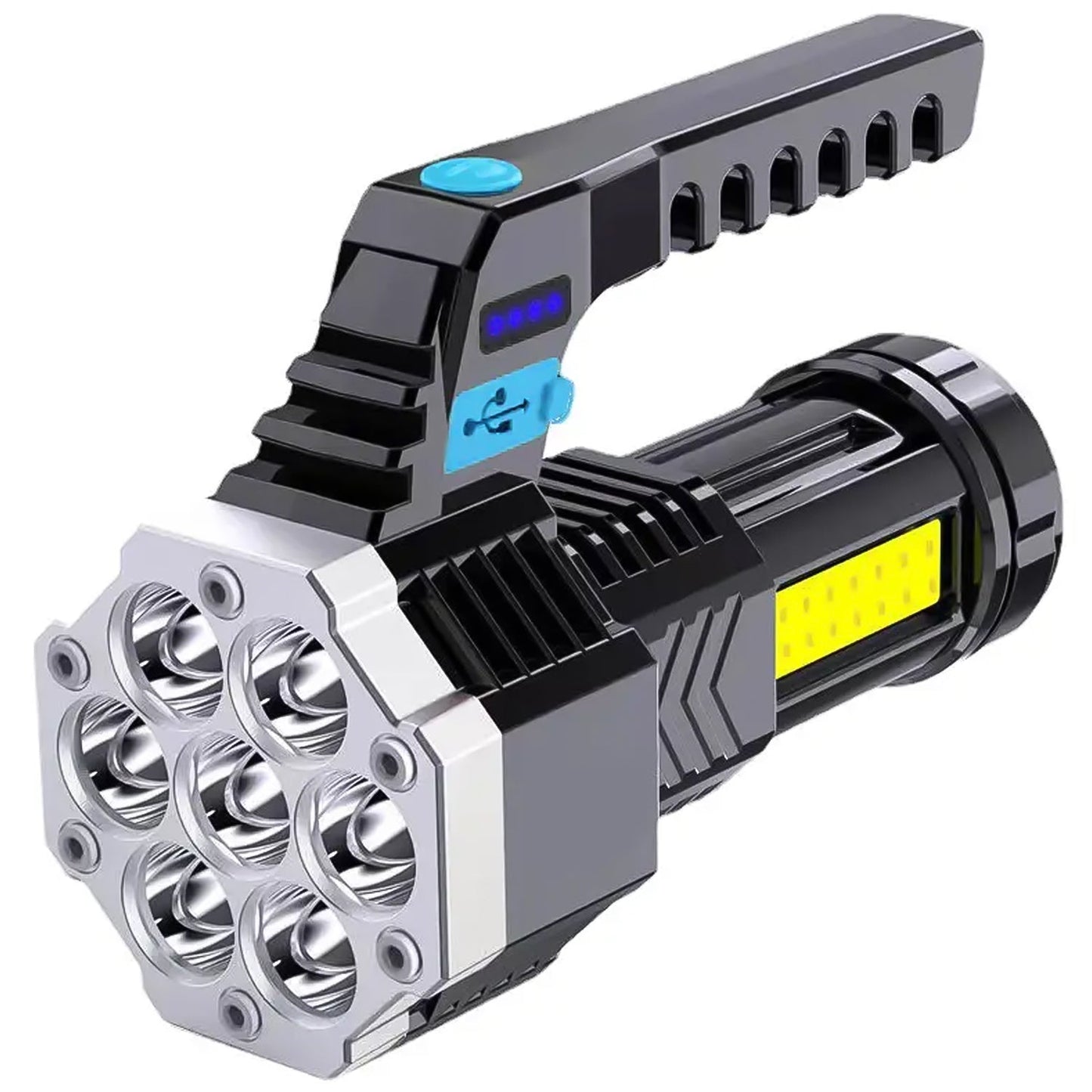 Rechargeable camping flashlight with 100m illumination beam range