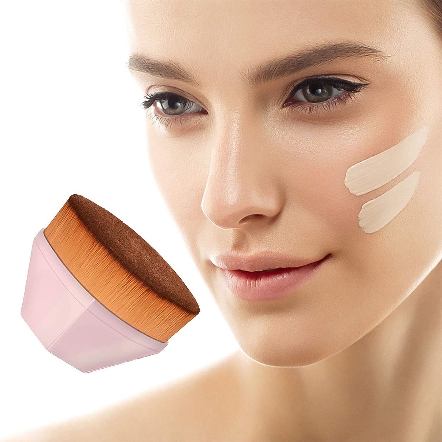 Petal design high-density face brush for foundation blending compact