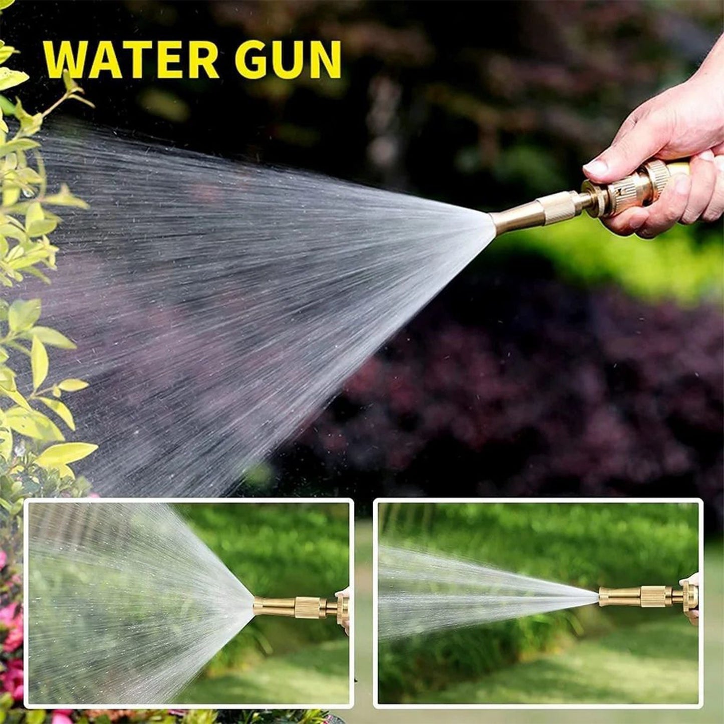 Adjustable spray nozzle solid brass hose connector outdoor