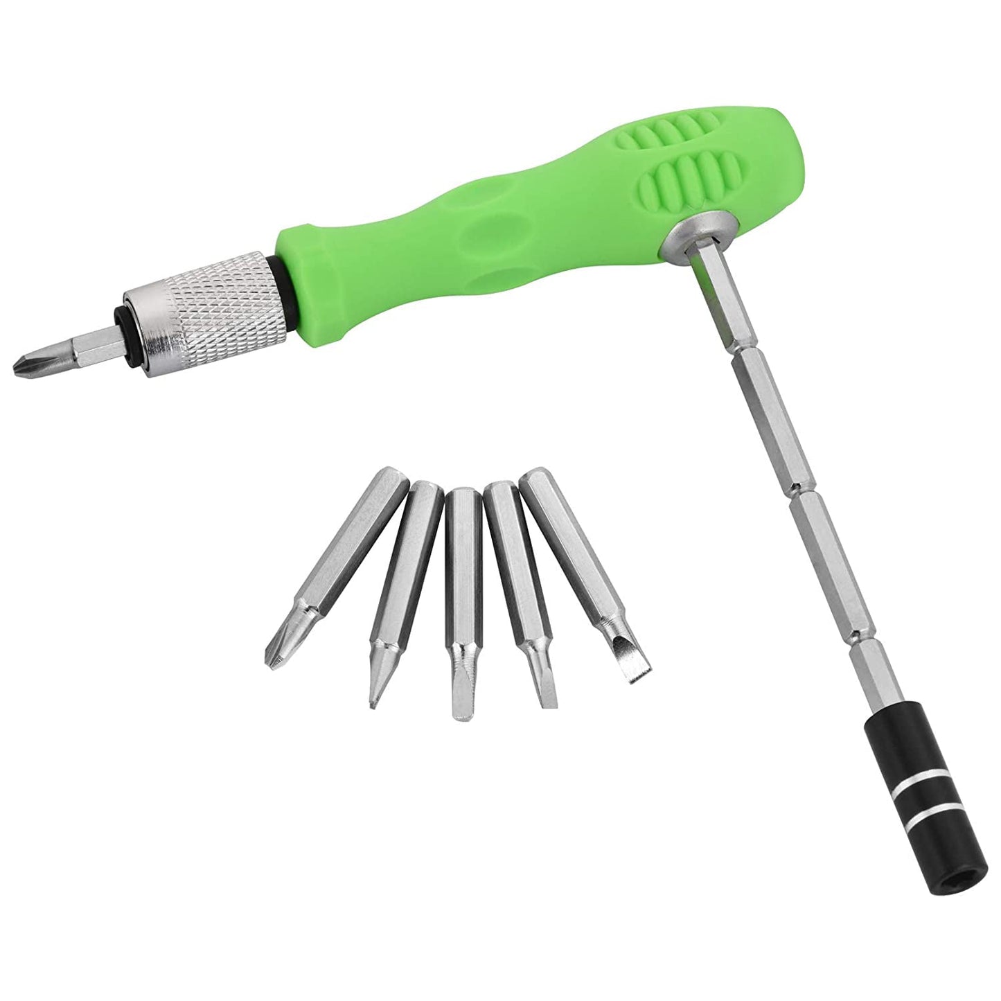 Flexible shaft screwdriver and bit set for electronics