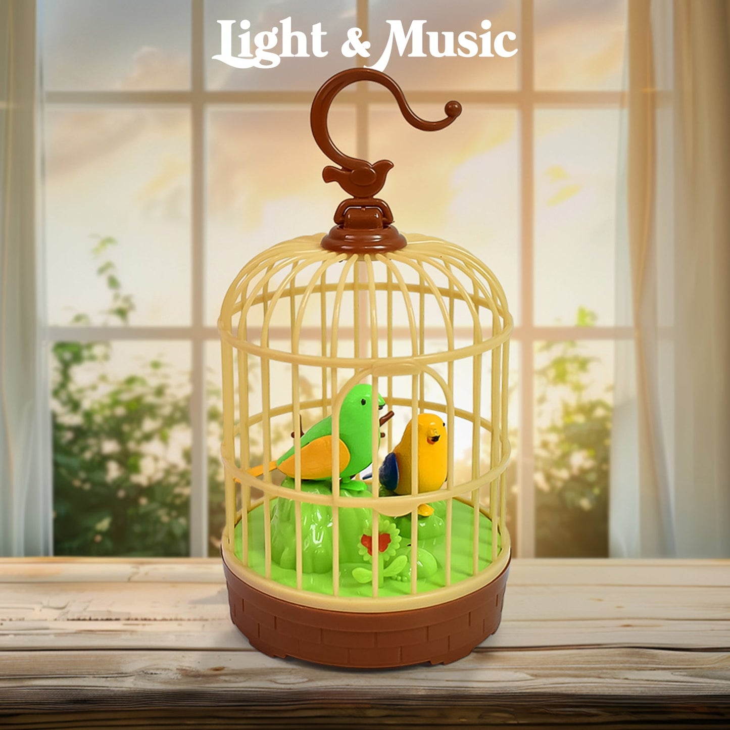 Toby's Sound Activated Pinjra Bird Toy, Sensor action bird toy chirping sound with hanging cage
