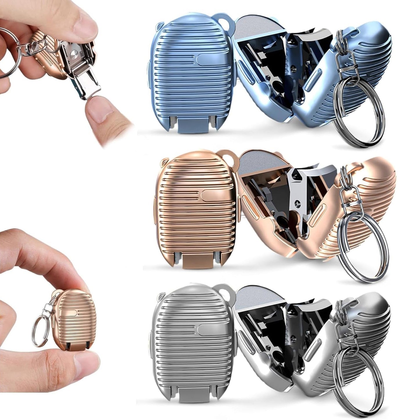 Keychain Nail Clipper, Mini folding keychain nail clipper stainless steel multicolor