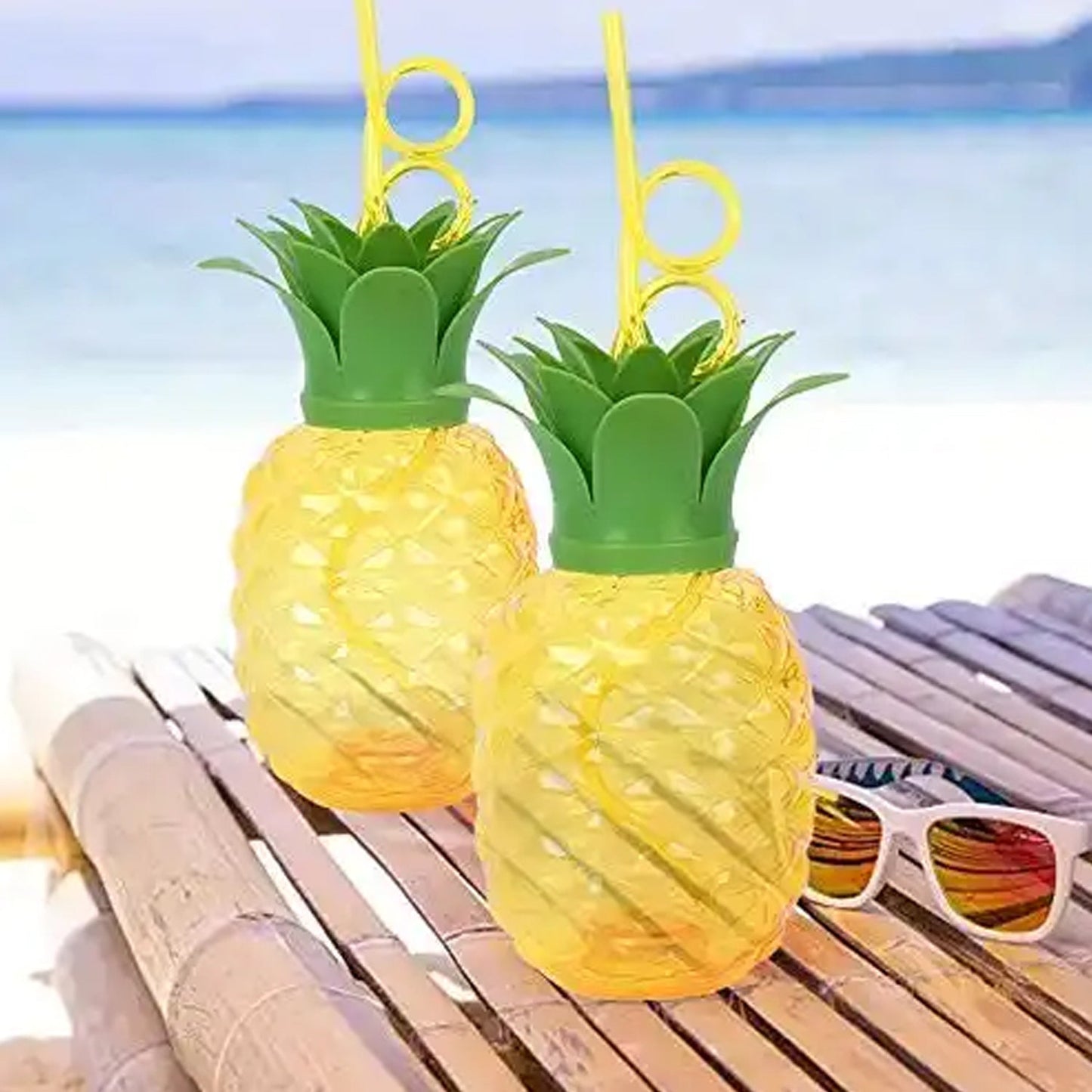 Durable food-grade plastic pineapple cup designed for tropical-themed summer and birthday celebrations