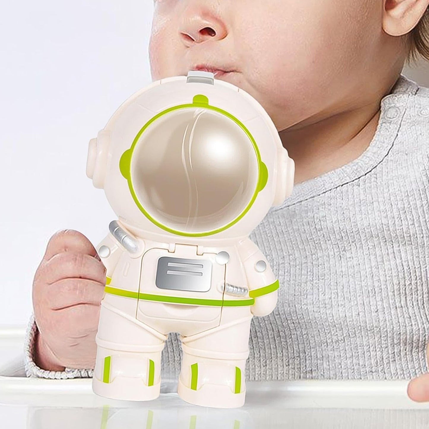 Mini astronaut toy water bottle with strap and drinking cup