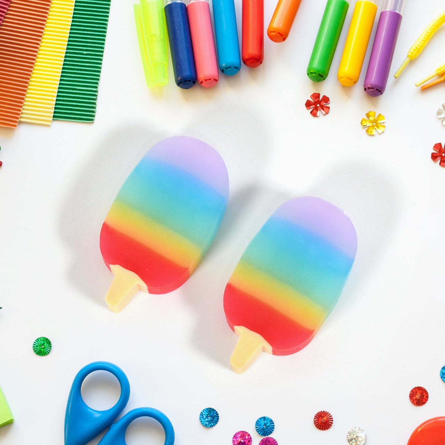 Pack of two jelly sicle fancy pencil erasers