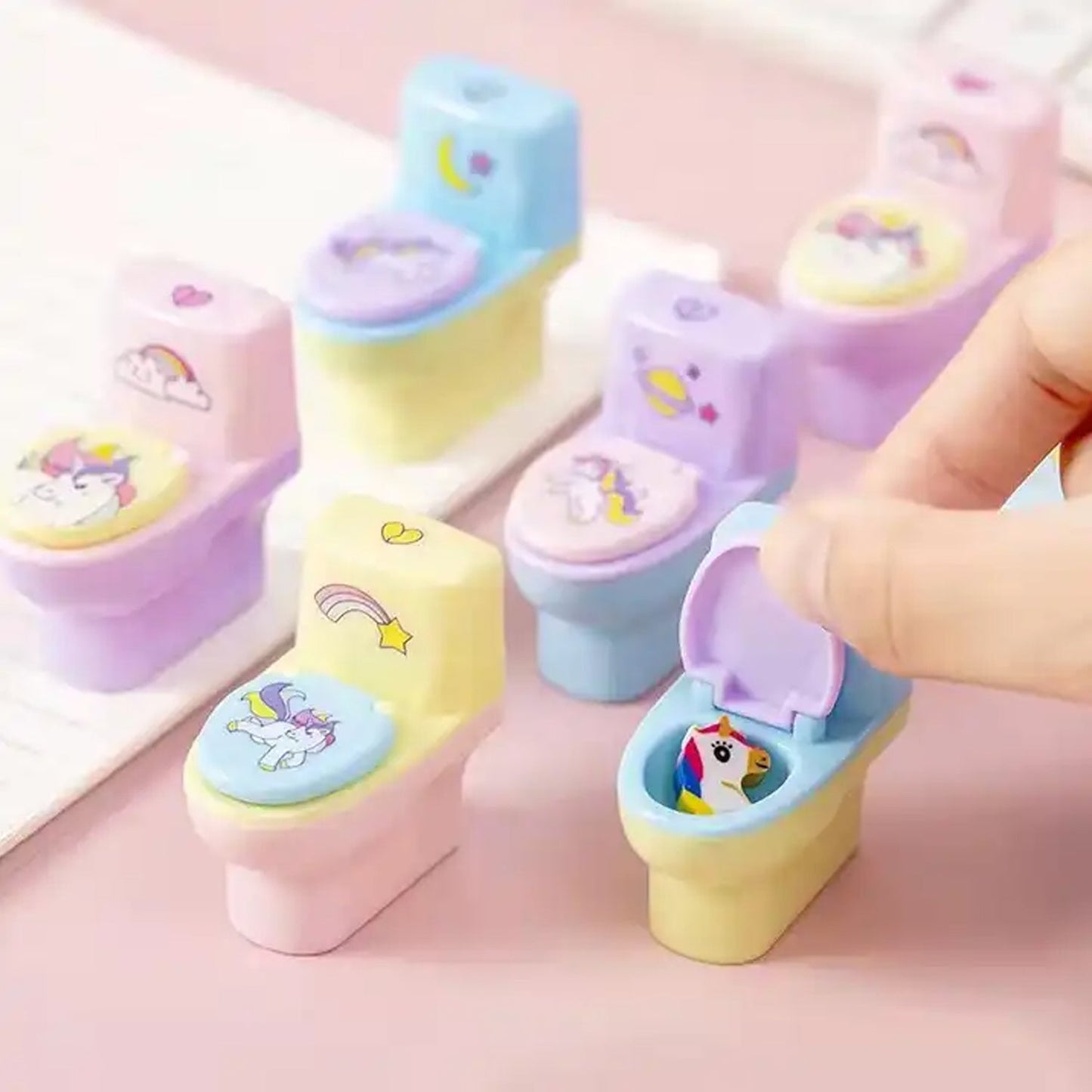 Small plastic toilet sharpener with eraser wheel, 2 piece pack