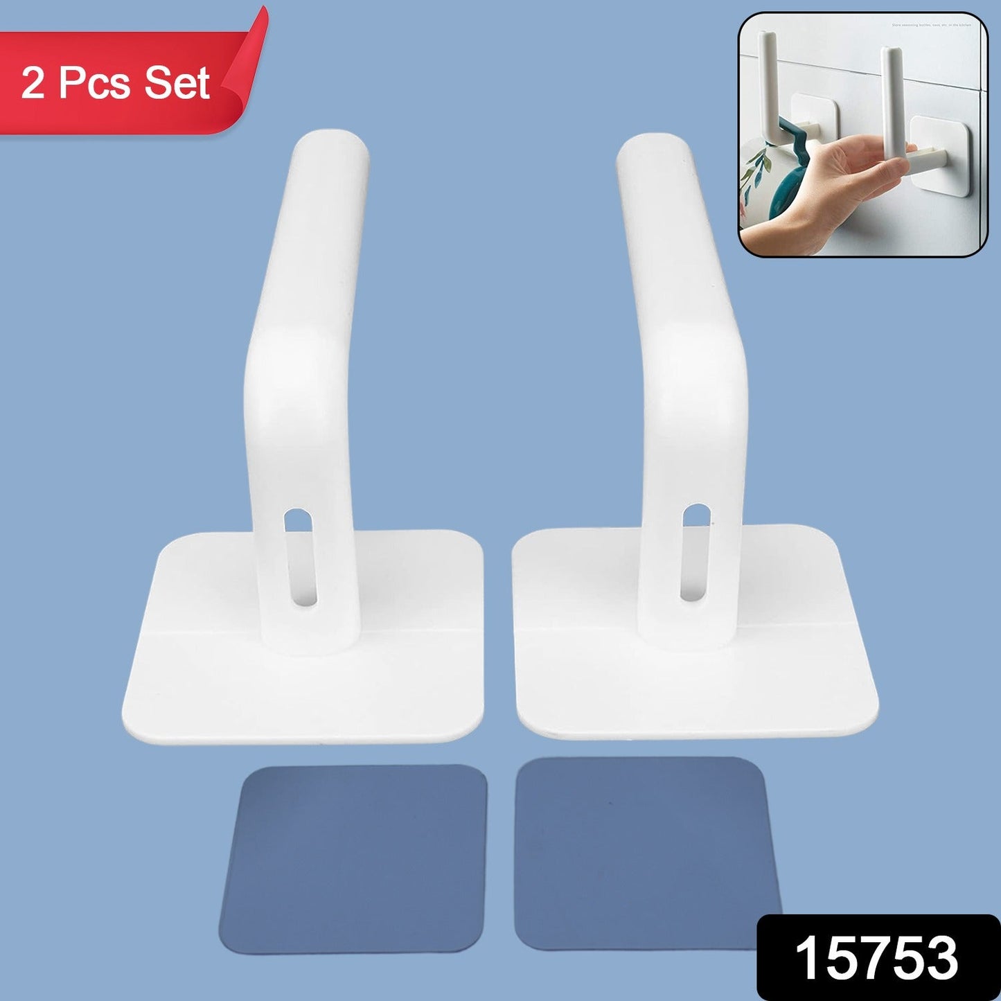 SpaceSaver Shelf Organizer, Bathroom hanging storage rack with toilet paper holder and adhesive hooks