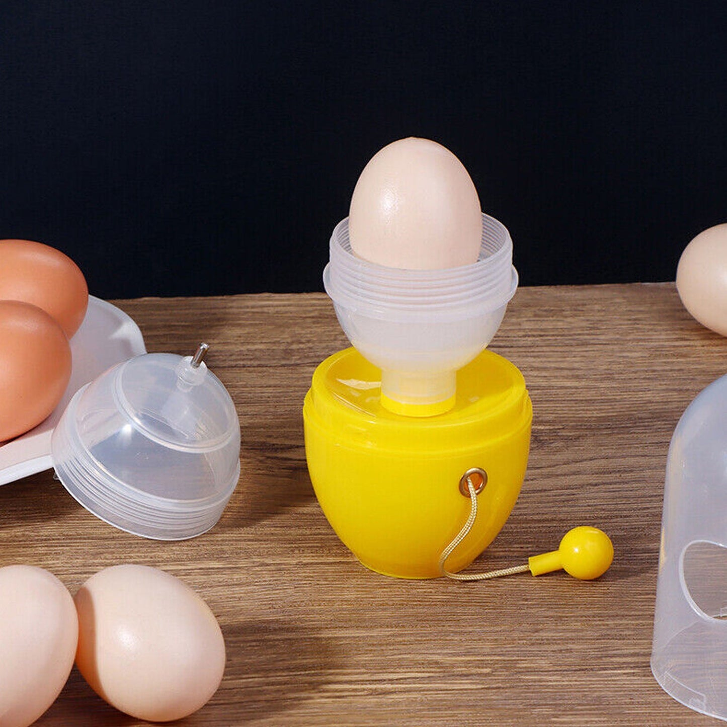 Transparent kitchen egg mixer tool for even yolk and white blending