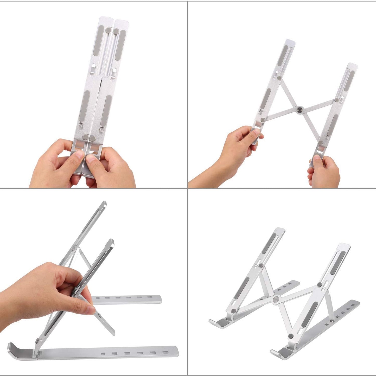 Portable metal desktop stand with anti-slip silicone pads