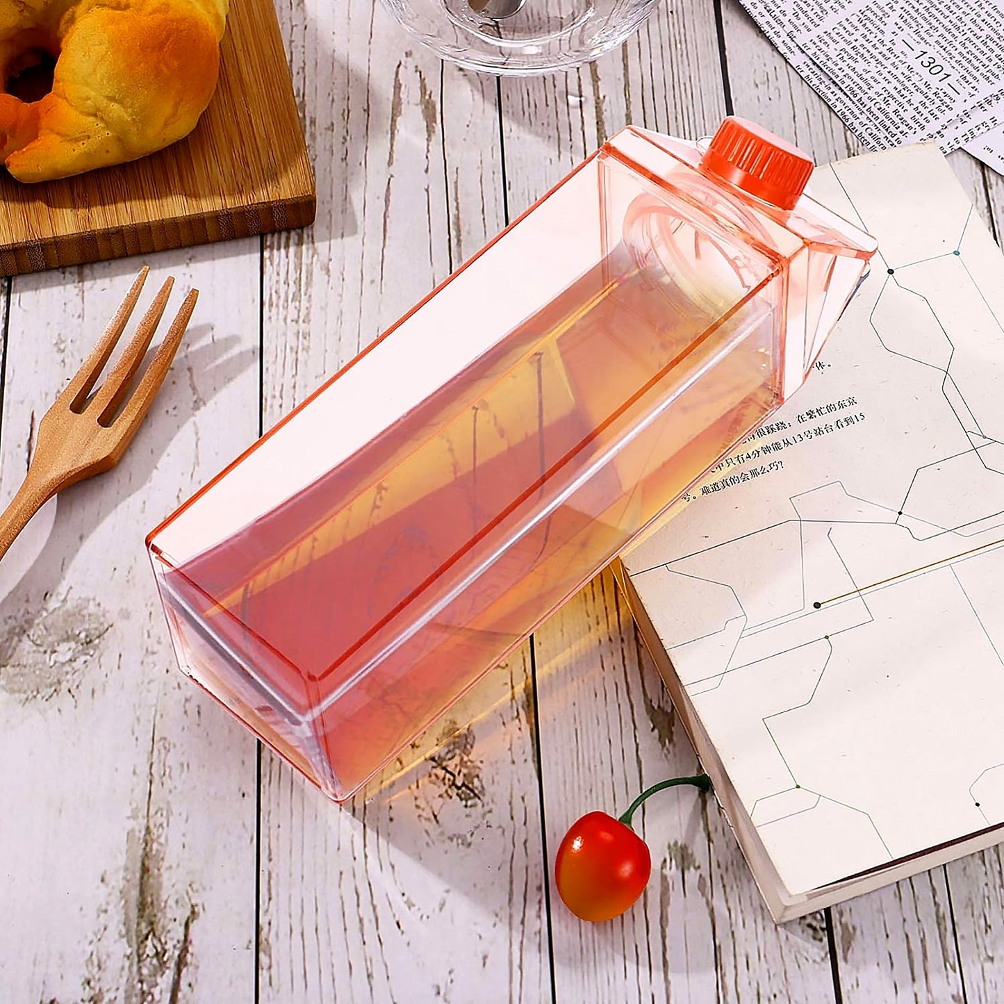 Portable colorful water bottle with secure lid to prevent spills