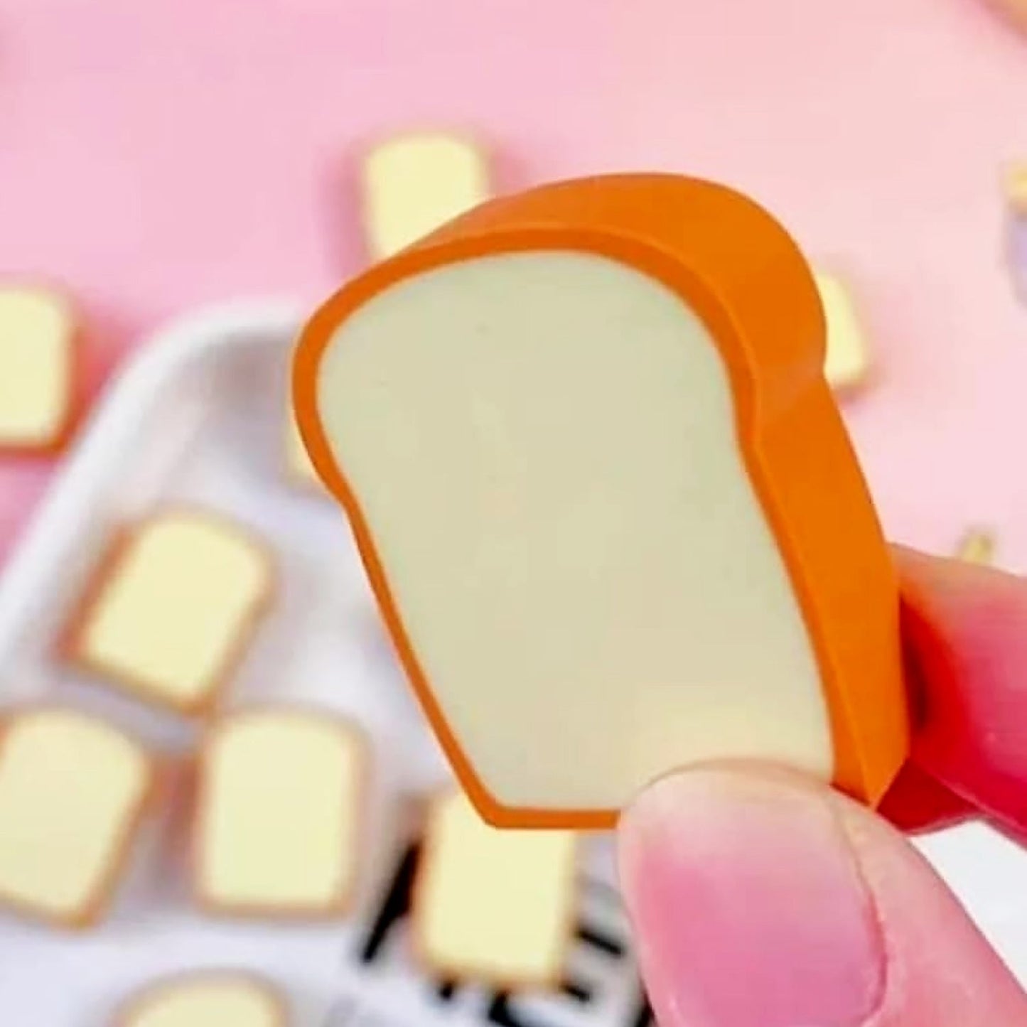 Kids’ cartoon bread shape erasers made from safe materials