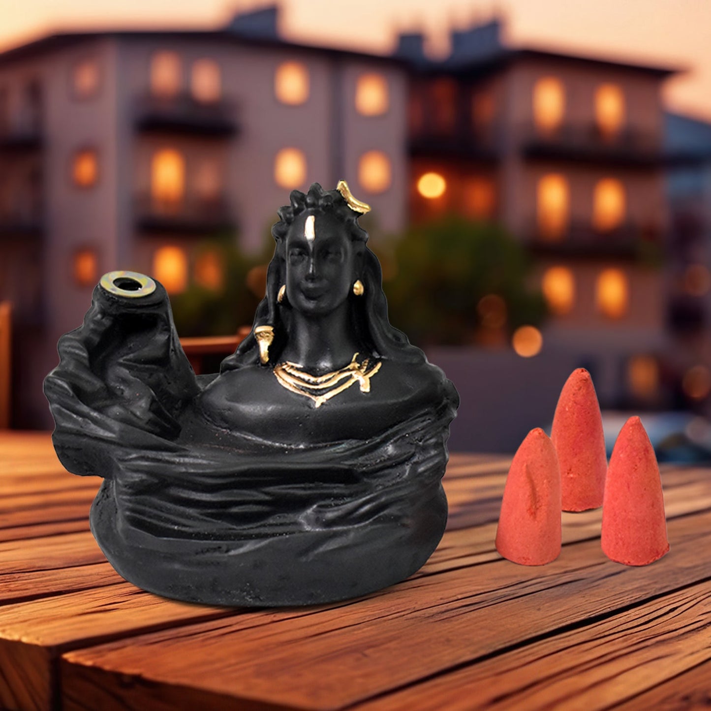 Shiva and Nandi Backflow Smoke Fountain, Diwali gift Lord Shiva incense burner with aromatic cones