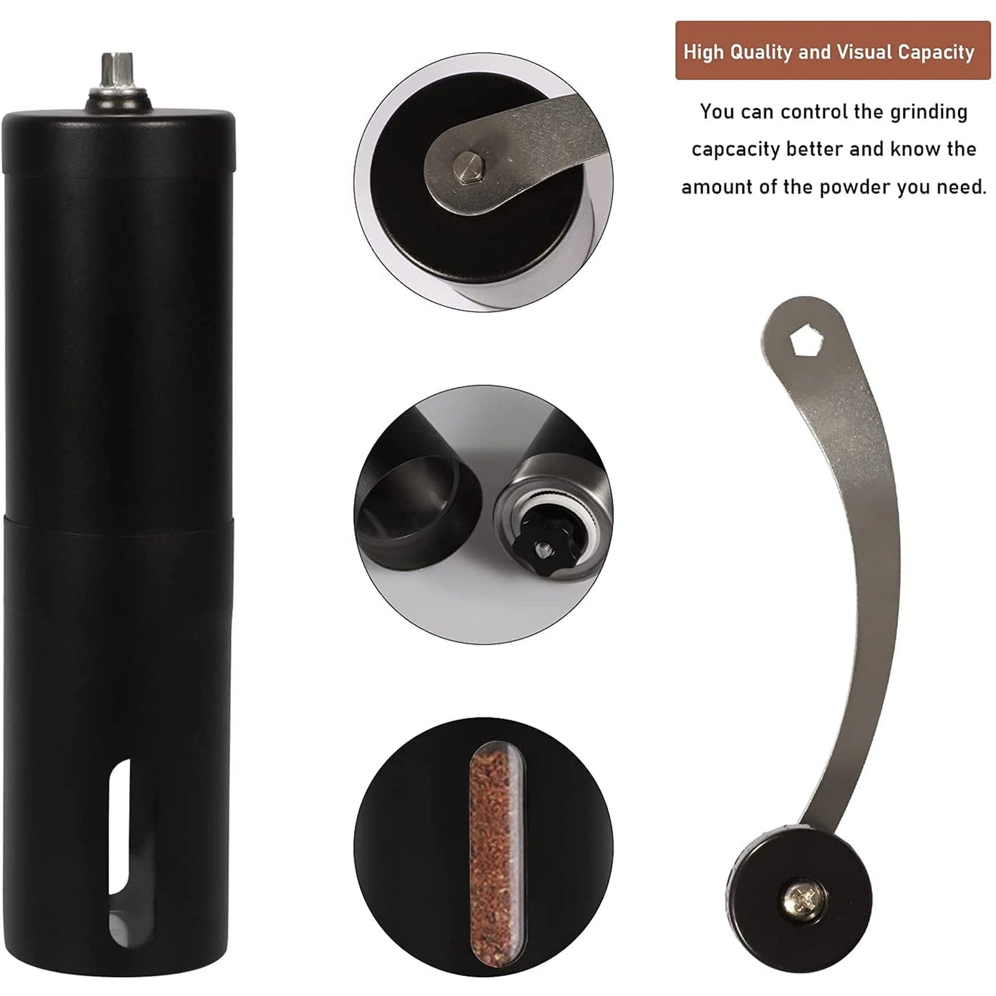 BrewBuddy Manual Grinder, Adjustable grind size coffee grinder manual conical burr