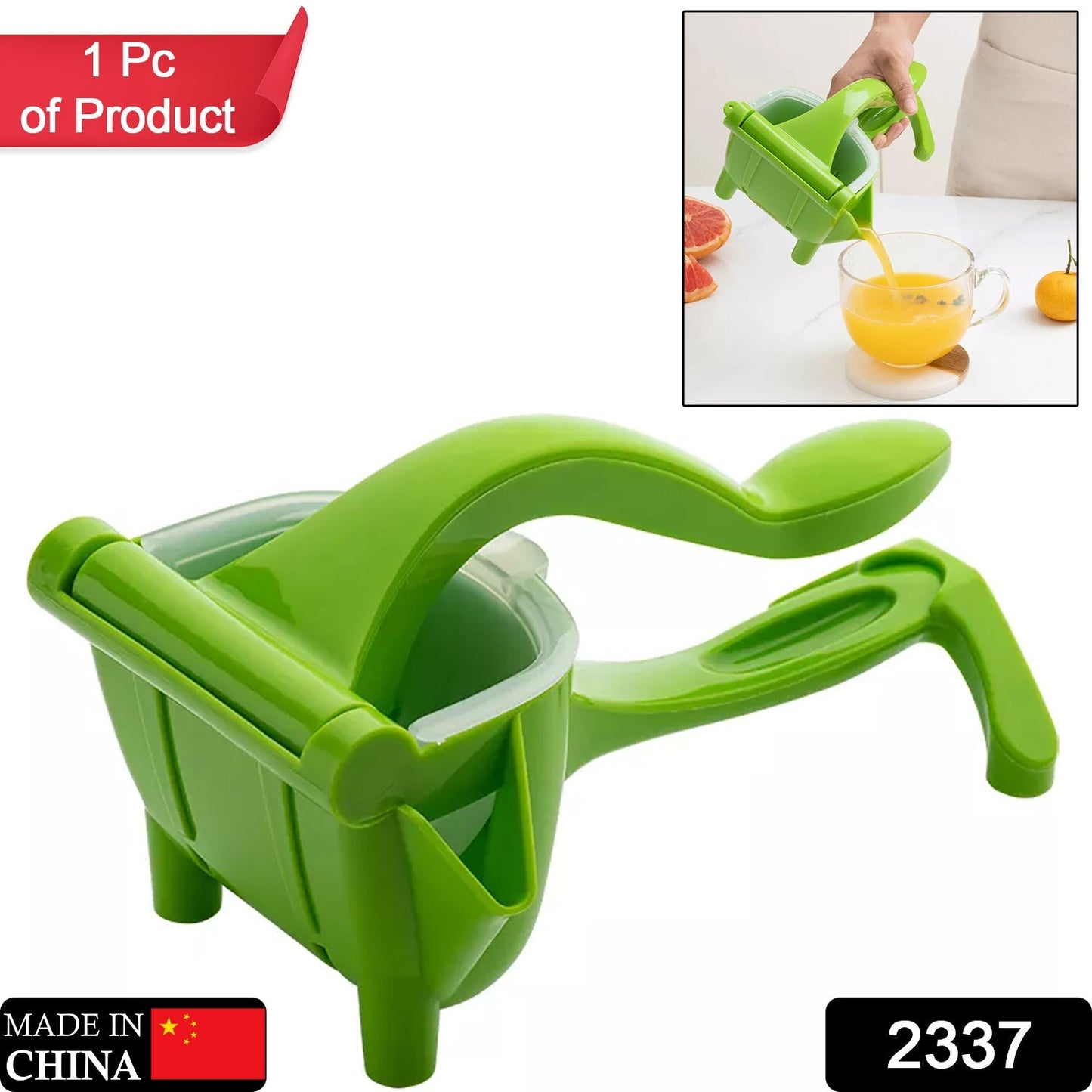 Plastic citrus juicer with wide V-shaped nozzle and adjustable pulp screw