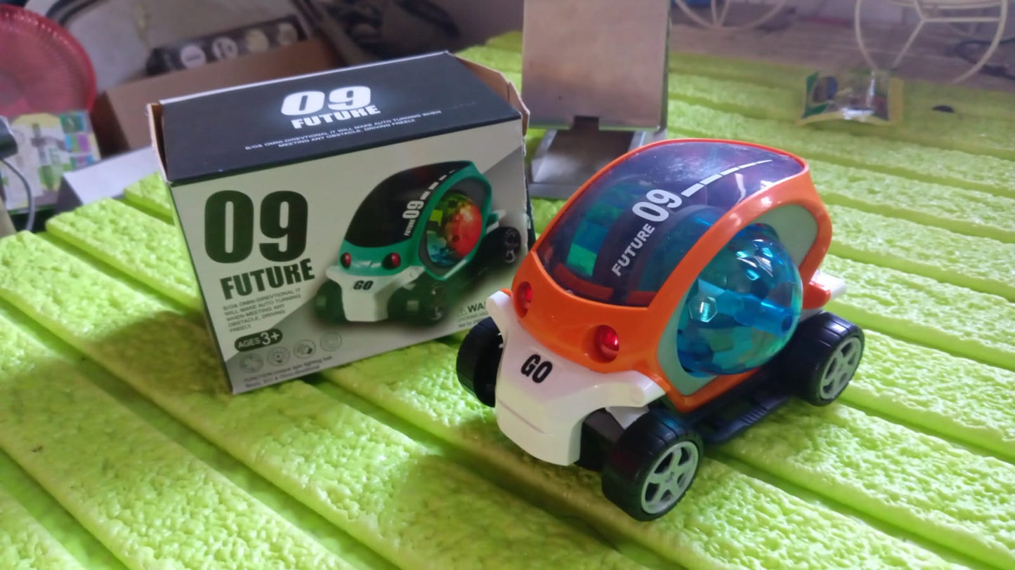 Light and music stunt car spinning during playtime