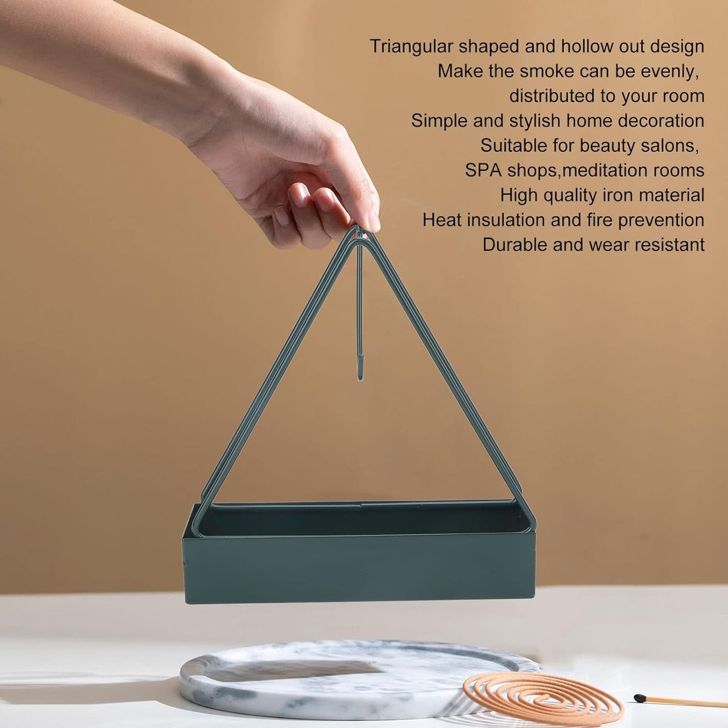 Heavy duty iron incense coil holder with ash catcher