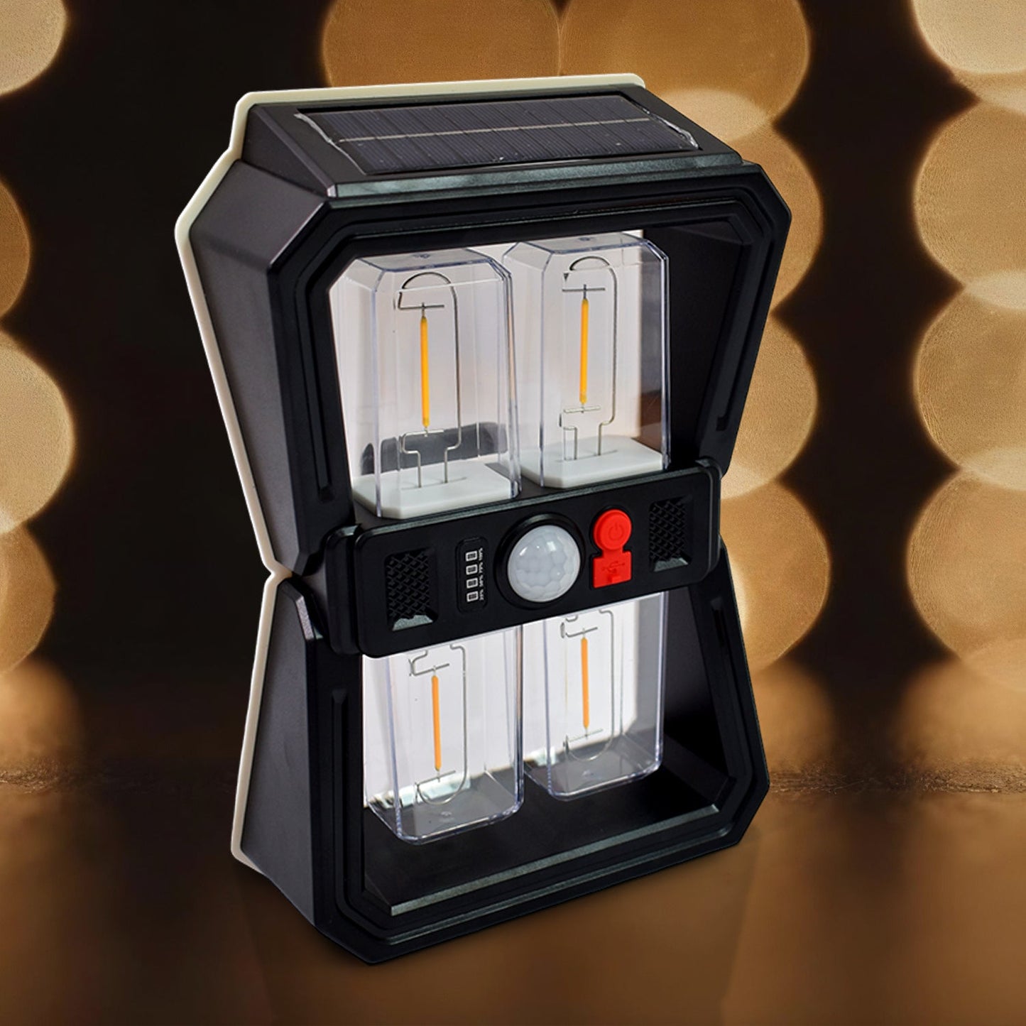 LumiGuard Solar Lantern, Outdoor solar lantern rechargeable light with 3 brightness modes