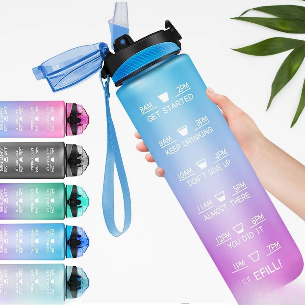 Motivational Water Bottle with Straw & Time Marker – BPA-Free Tritan Leak-Proof Gym Bottle for Fitness, Hiking & Sports (Portable, 1Pc)