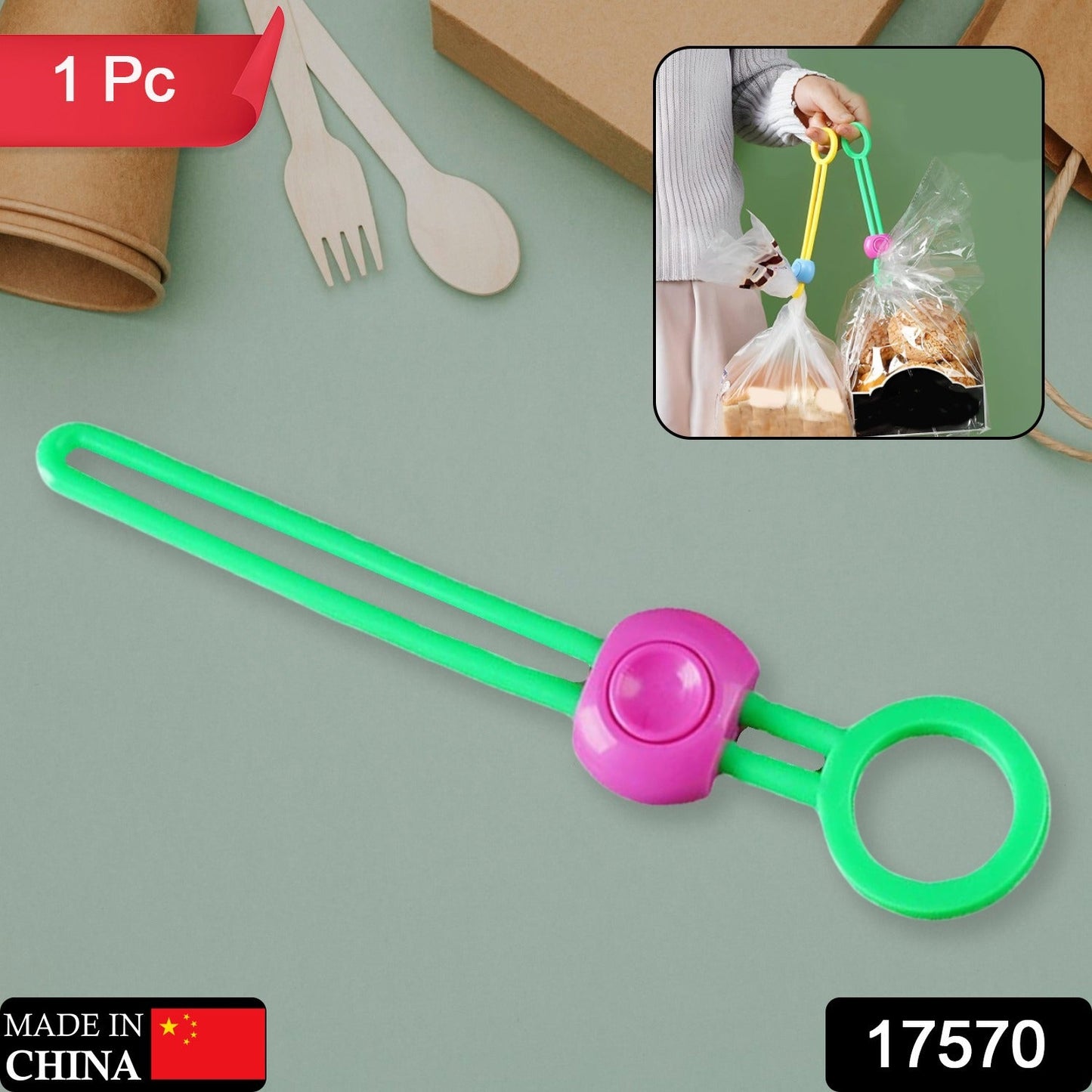 Multipurpose reusable food clip securing chips and grocery bags