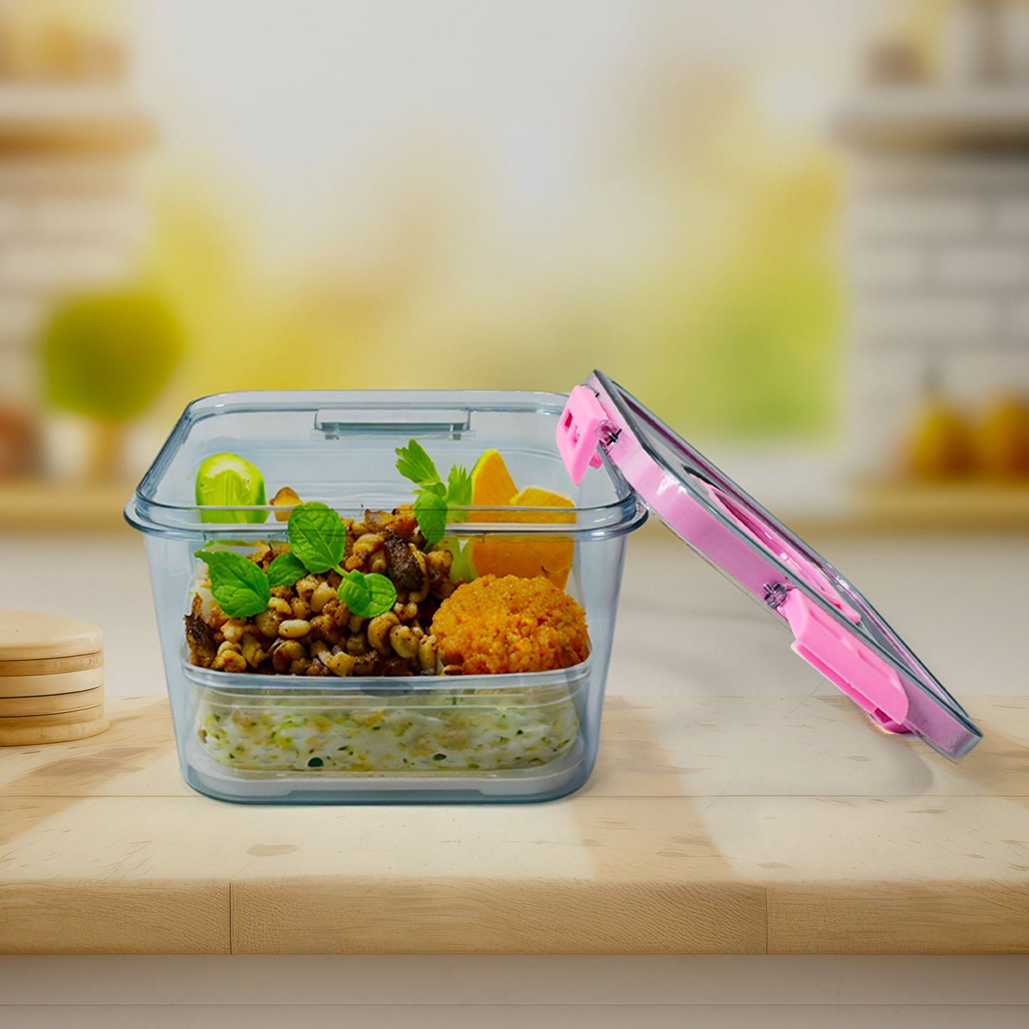 Large 1400 ml food storage container with durable plastic lid