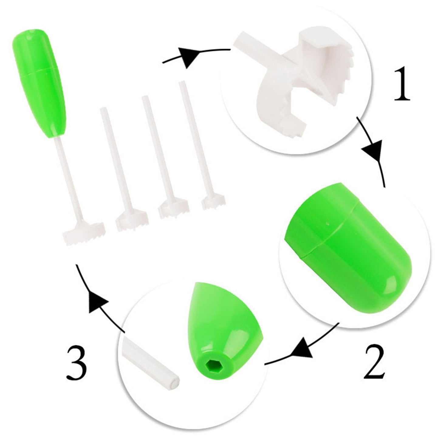 Plastic spiralizer tool in colorful kitchen setting