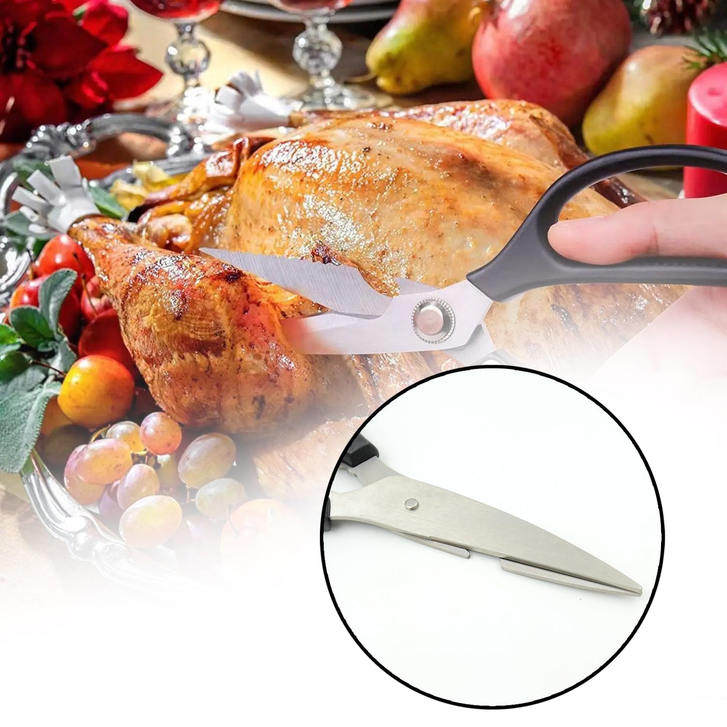 Heavy duty kitchen scissors for meat and vegetables