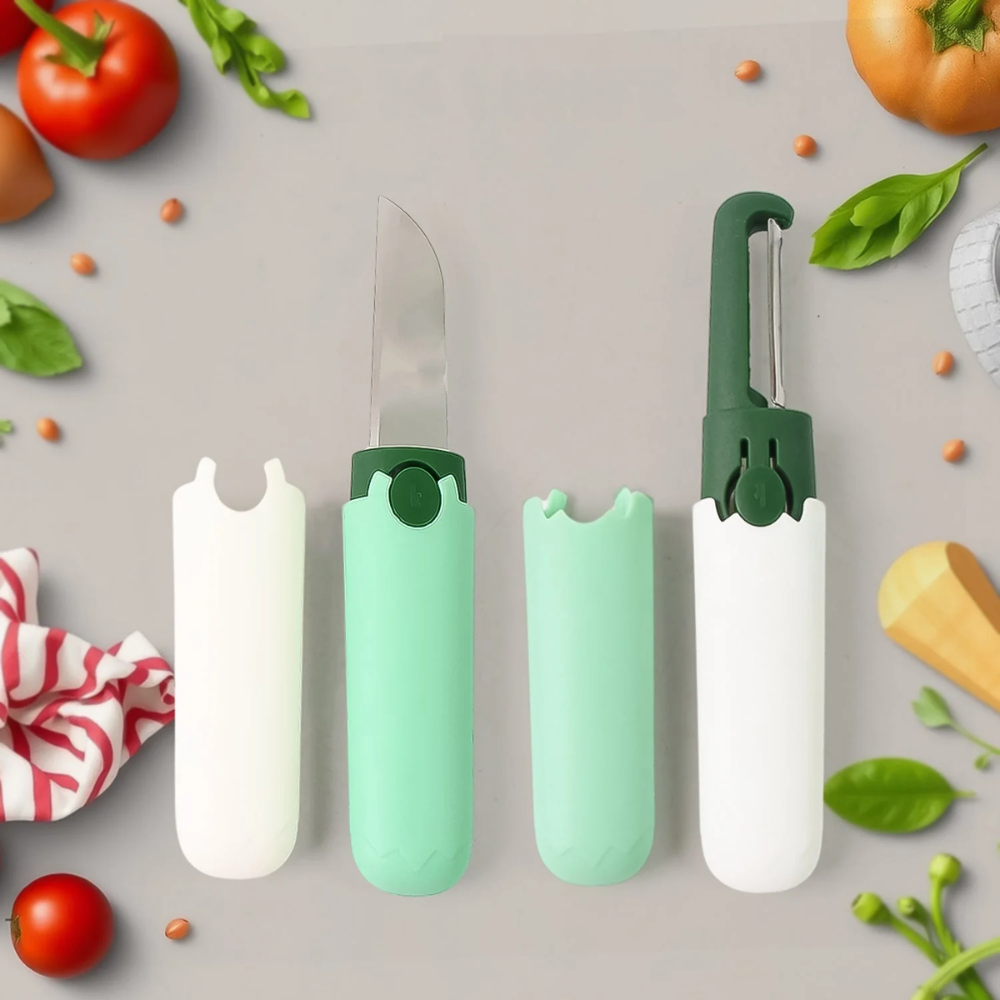 Multifunctional fruit peeler and knife with foldable ceramic blade and ABS handle