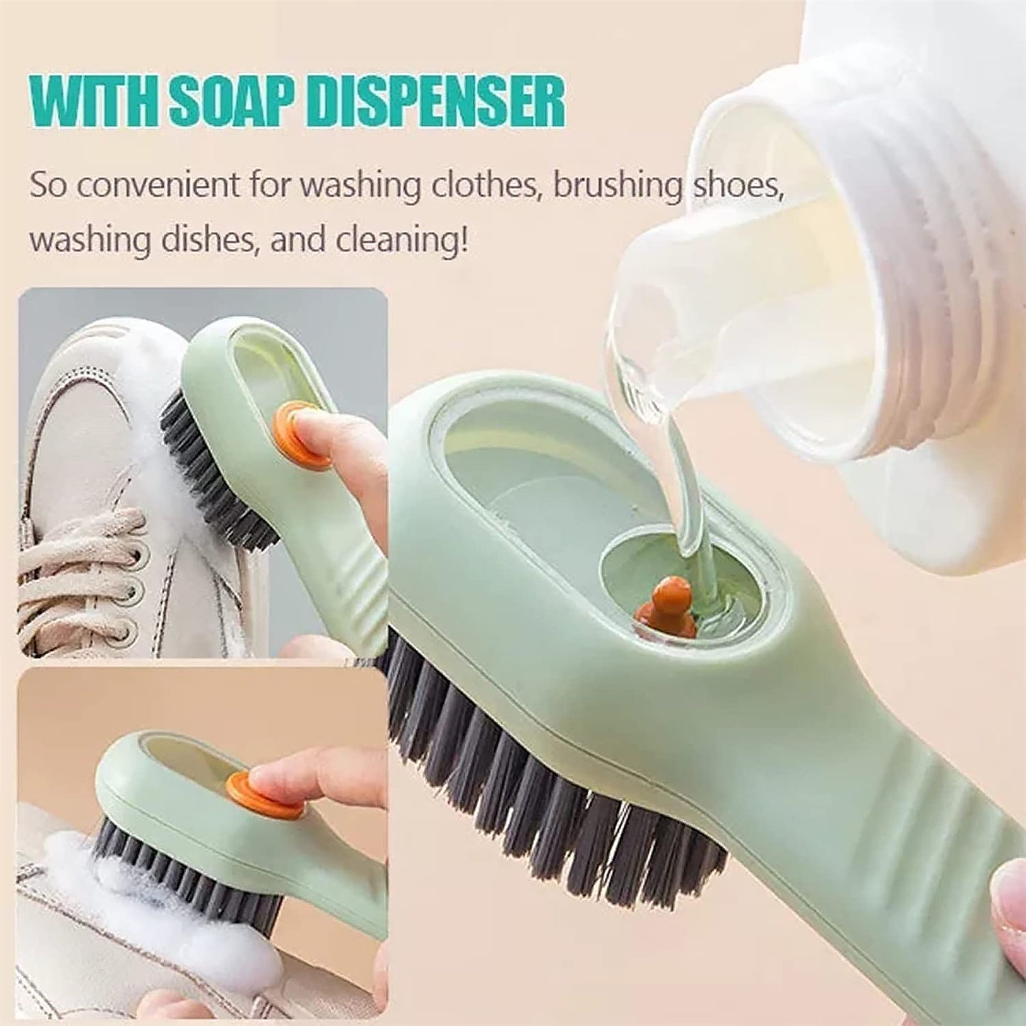 Durable shoe cleaning brush with refillable liquid tank