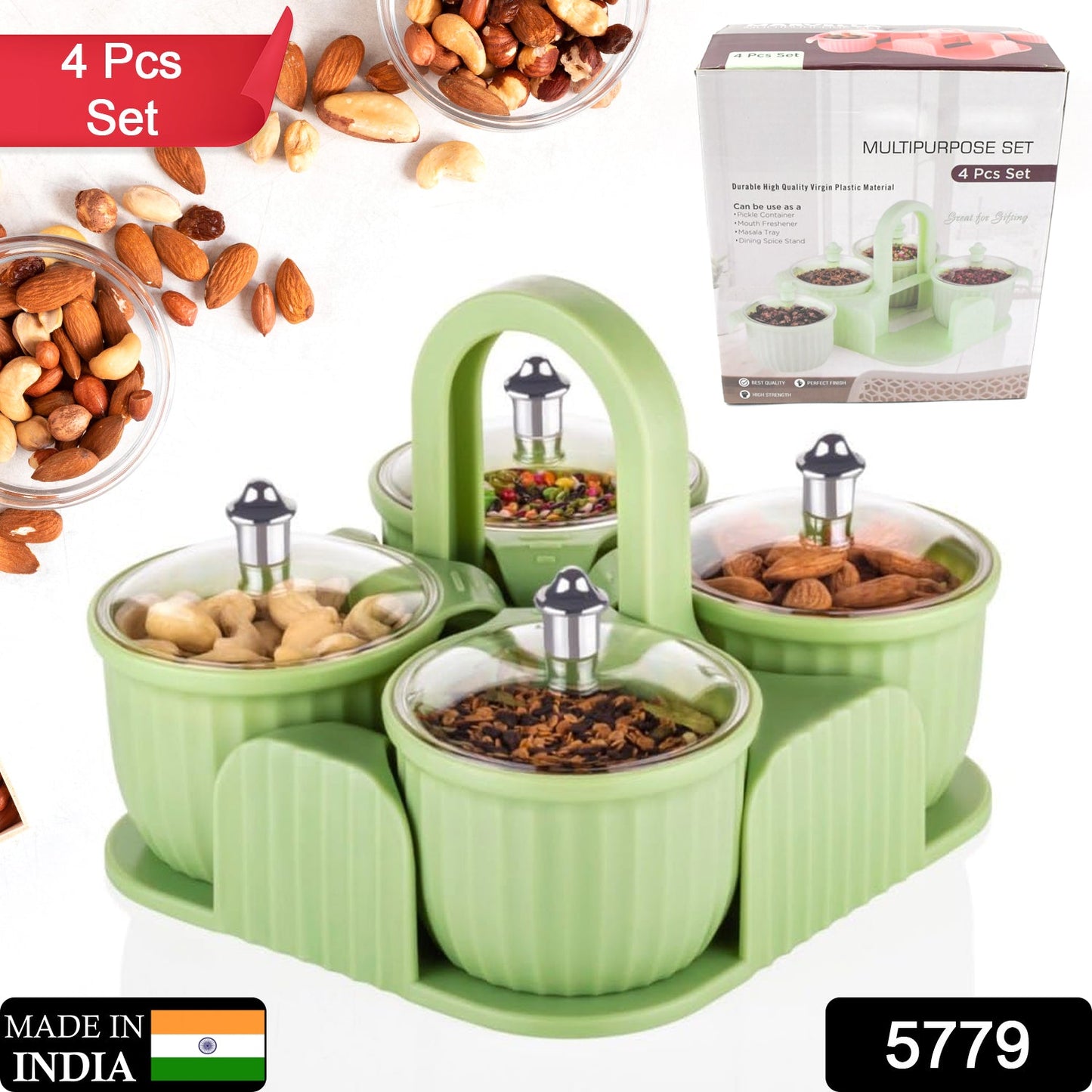 Transparent multipurpose plastic containers for dry fruits, sweets, and spices with airtight lids