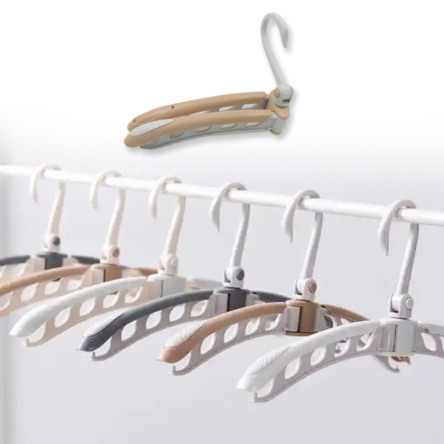 Durable plastic clothes hanger with rotating hook, perfect for drying and storage