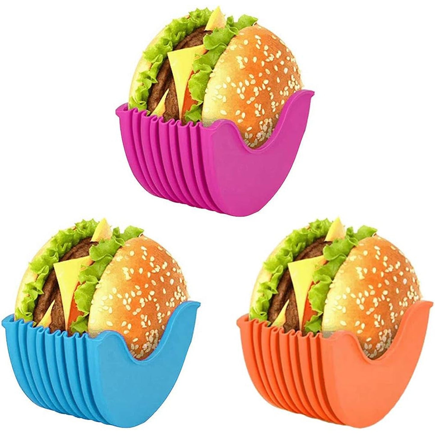 Reusable food grade silicone burger holder stretch design