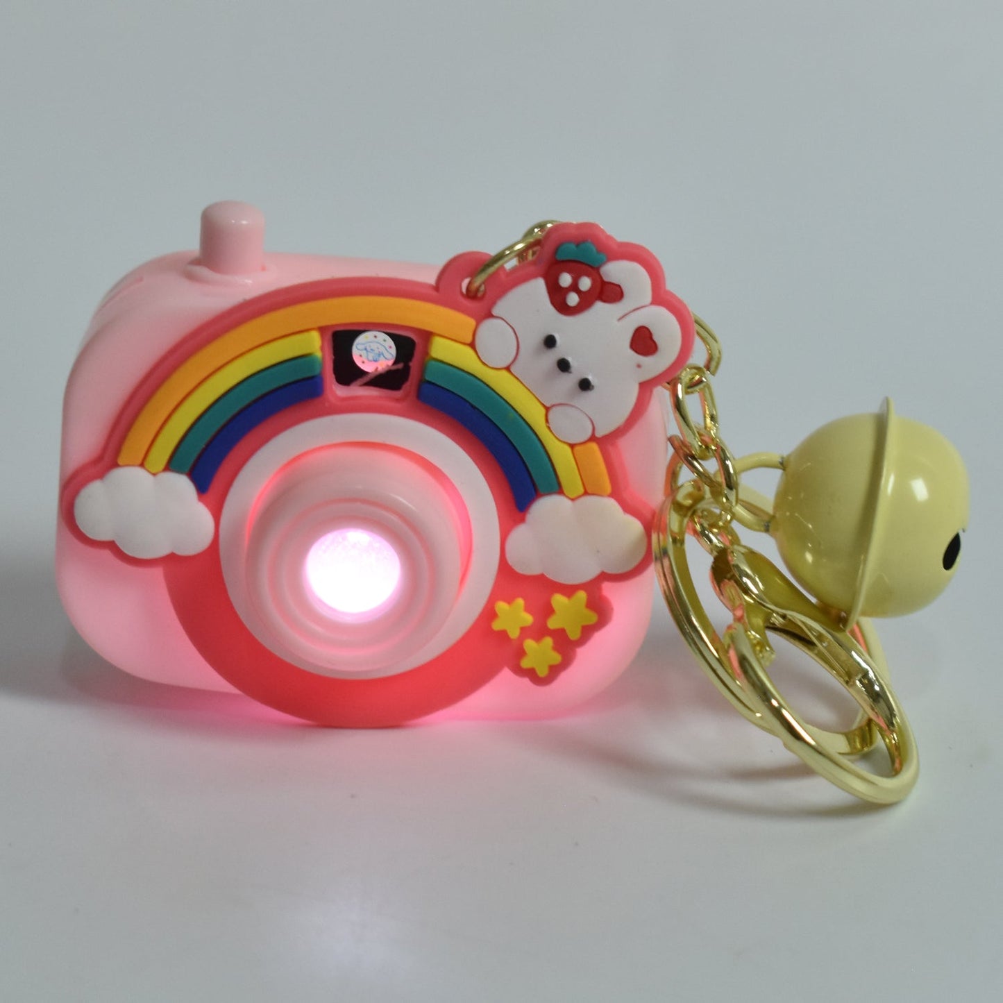 Camera Lens Keychain, Lightweight zinc alloy key bracelet with rainbow image