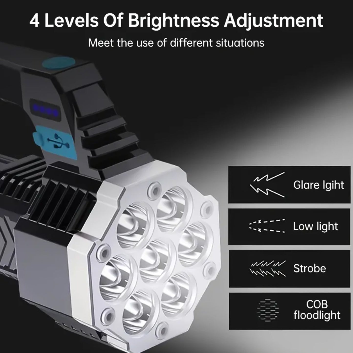 Outdoor camping torch multi-mode rechargeable bright LED lantern
