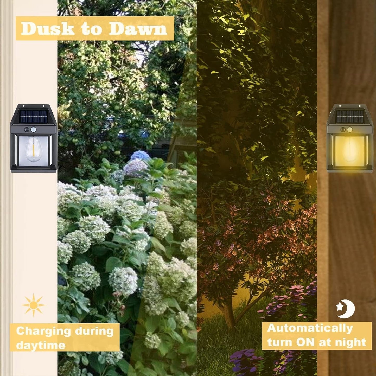 Solar motion sensor light for outdoor areas, easy to mount with screws and no wiring required