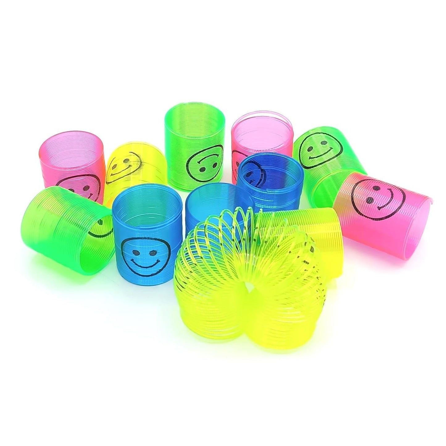 Magic smiley springs walking down steps and bouncing on desk